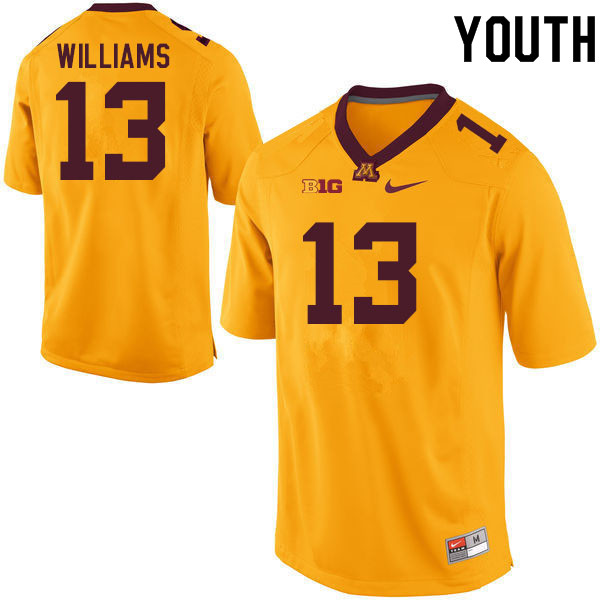 Youth #13 Devon Williams Minnesota Golden Gophers College Football Jerseys Sale-Gold - Click Image to Close